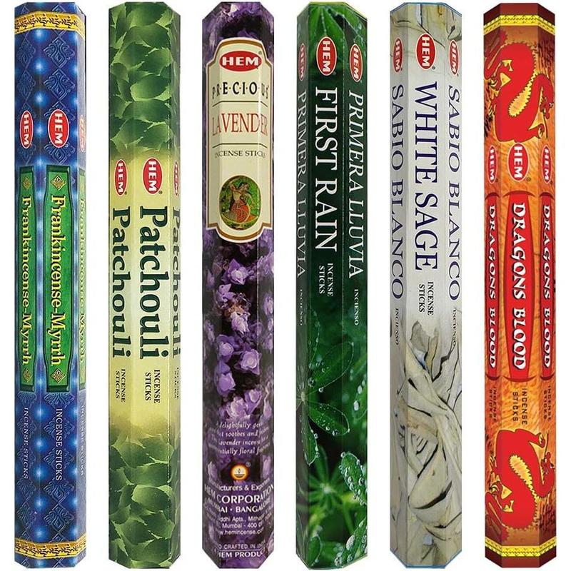 Incense Sticks Variety Pack #23-120 Insence-Sticks (6 Incents x 20 Insense) + Incense Stick Holder with 6 Most Liked Scents Including Patchouli Dragons Blood White Sage Frankincense-Myrrh