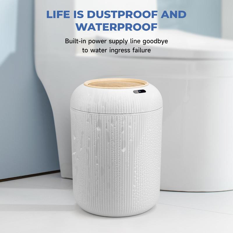 Pukomc Motion Sensor Trash Can with Lid, Touchless Trash Can, Automatic Waterproof Garbage Can Plastic Trash Bins Suitable for Kitchen, Bathroom, Bedroom, Living Room, Office, Outdoor (White) Durable dryflush toilet