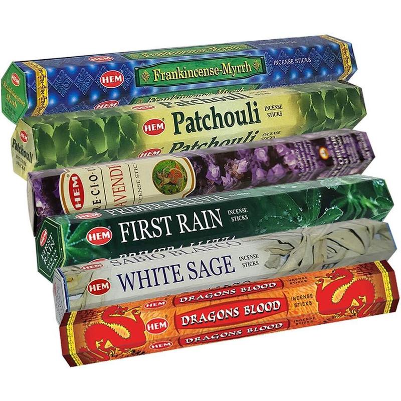 Incense Sticks Variety Pack #23-120 Insence-Sticks (6 Incents x 20 Insense) + Incense Stick Holder with 6 Most Liked Scents Including Patchouli Dragons Blood White Sage Frankincense-Myrrh