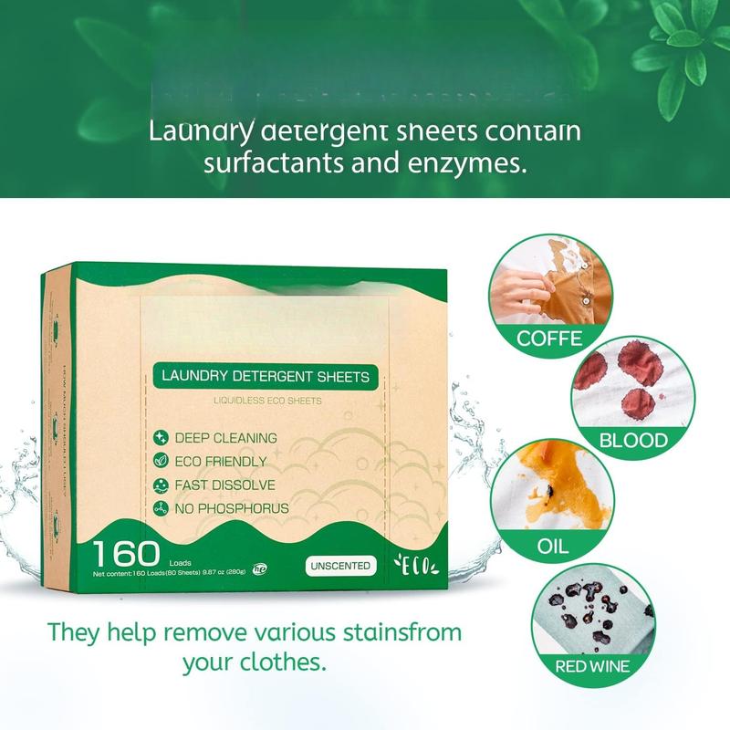 Laundry Detergent Sheets (480 Loads), Unscented,Great For Travel, Apartments, Dorms, Laundry Detergent Strips Eco Friendly & Hypoallergenic (Pack of 3)