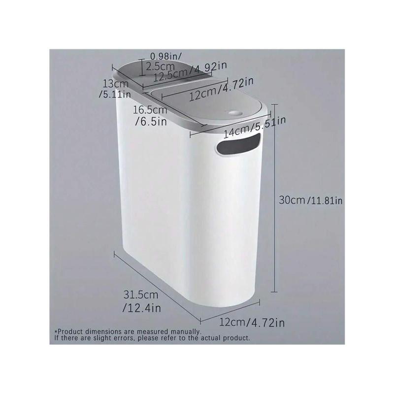 Bathroom Trash Can, Household Creative Gap Trash Can With Lid, Easy-To-Press Garbage Can, Simple Paper Basket Large Capacity Waste Bin, Home Necessity