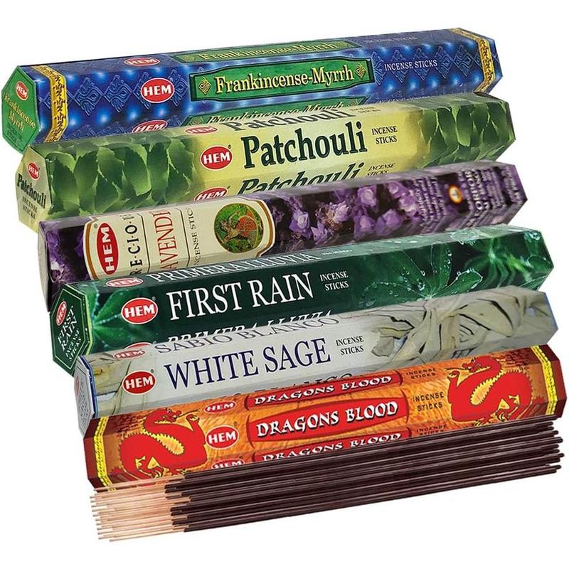 Incense Sticks Variety Pack #23-120 Insence-Sticks (6 Incents x 20 Insense) + Incense Stick Holder with 6 Most Liked Scents Including Patchouli Dragons Blood White Sage Frankincense-Myrrh