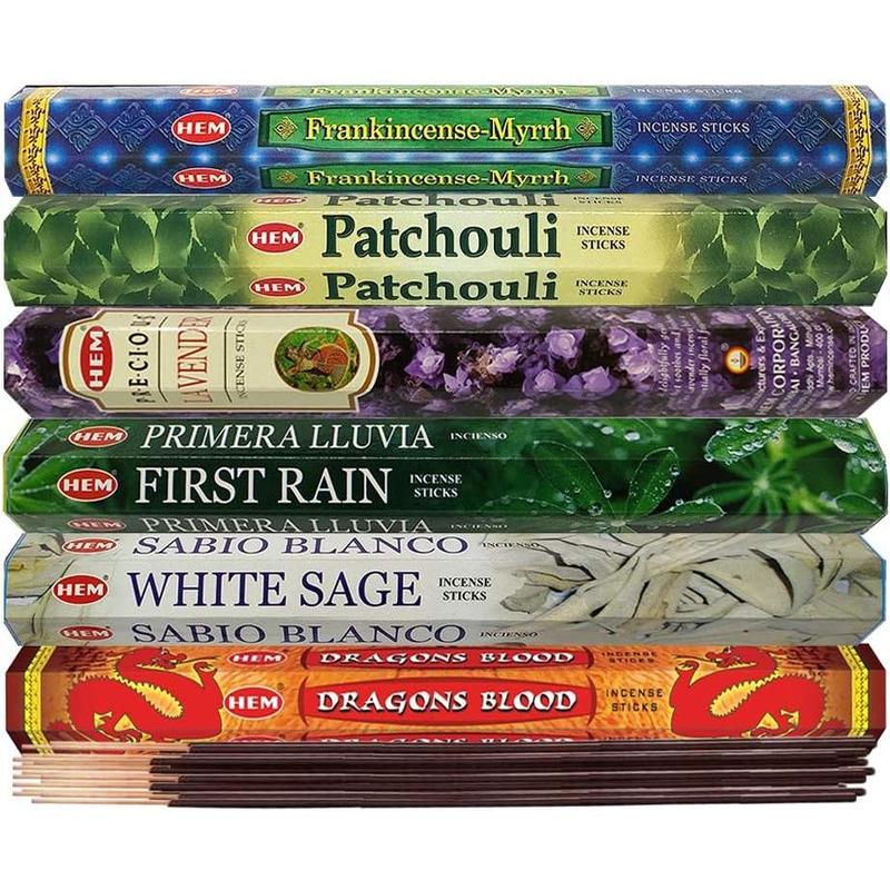 Incense Sticks Variety Pack #23-120 Insence-Sticks (6 Incents x 20 Insense) + Incense Stick Holder with 6 Most Liked Scents Including Patchouli Dragons Blood White Sage Frankincense-Myrrh