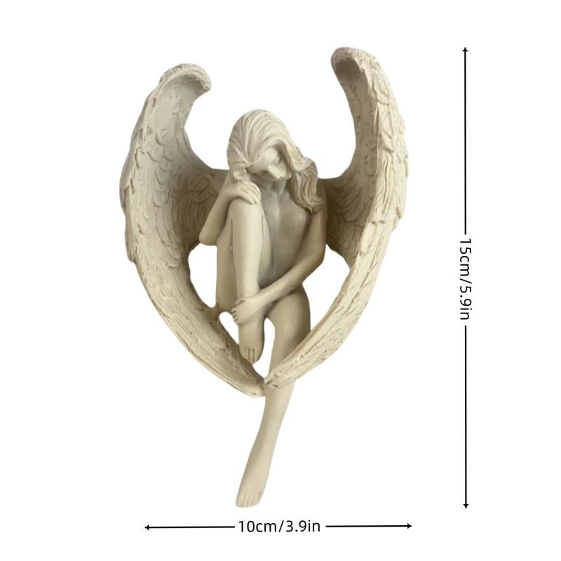 Angel Design Resin Ornament, Angel Decorative Statue, Home Decor Figurine for Living Room, Bedroom, Office Desk, Bookshelf, Cabinet, Window, Book