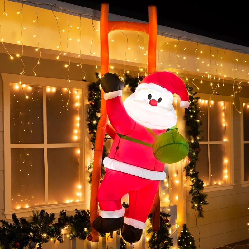 Christmas Gift 6ft Tall LED Inflatable Climbing Santa Decoration