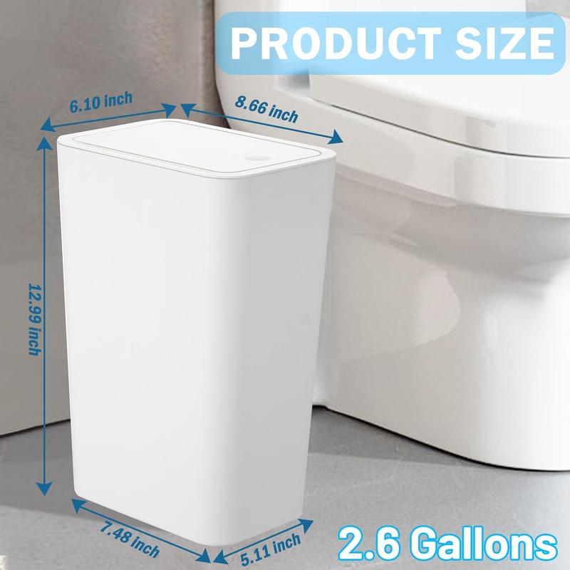 Dehuanity 3 Pack Bathroom Small Trash Can with Lid,10L   2.6 Gallon Slim Garbage Bin Wastebasket with Pop-Up Lid KEEP YOUR SPACE FRESH crown trash