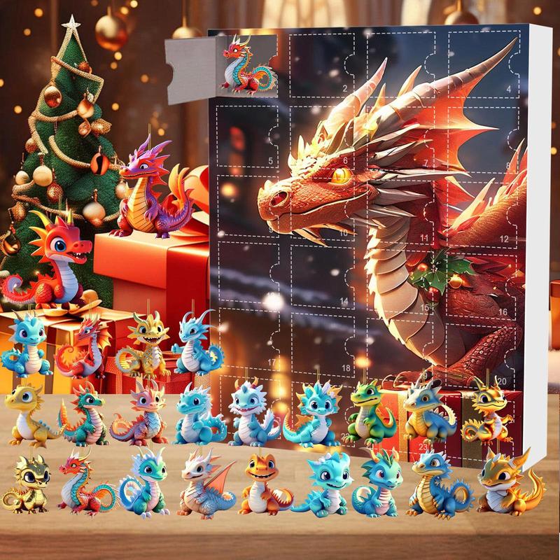 2024 Christmas Countdown Calendar, 1 Set Cute Dragon Baby Design 24 Days Surprise Gifts Christmas Countdown Calendar, Festive & Party Supplies