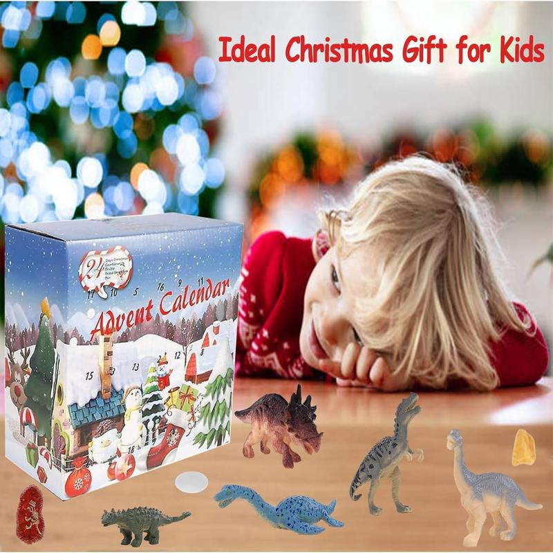 Dinosaur Advent Calendar, 1 Box 2024 Advent Calendar Gift Box with Playmat, 24-day Countdown for Christmas Party Favor Gifts