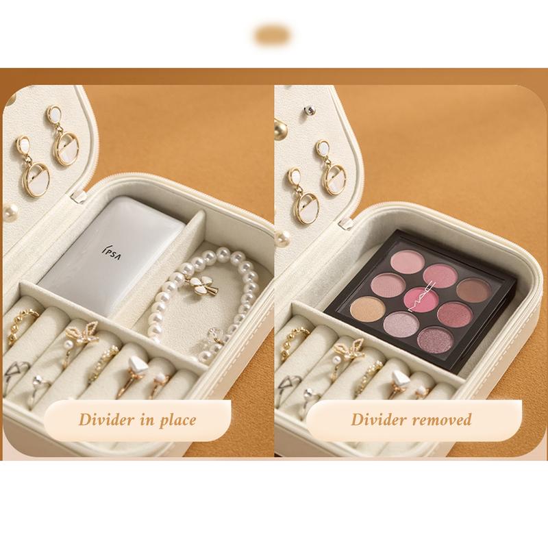 Jewelry Box PU Leather Small Portable 2 Layers Organizer Display Storage Holder Boxes for Rings, Earrings, Necklaces, Bracelets