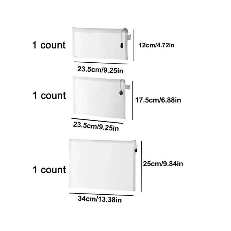 Clear Zipper Storage Bag, 3pcs set Transparent Mesh Drawer Organizers Bag, Office Stationery & Supplies