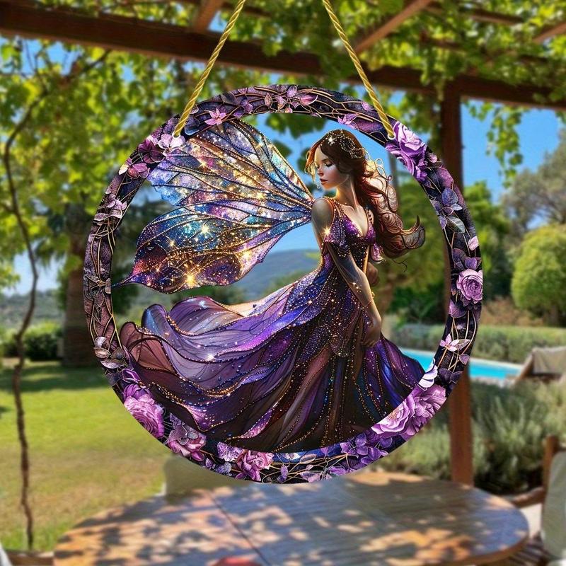 Boho Style Fairy Pattern Hanging Decor, 1 Count Colorful Window Style Hanging Ornament, Wall Hanging Decor for Home Garden Yard Room