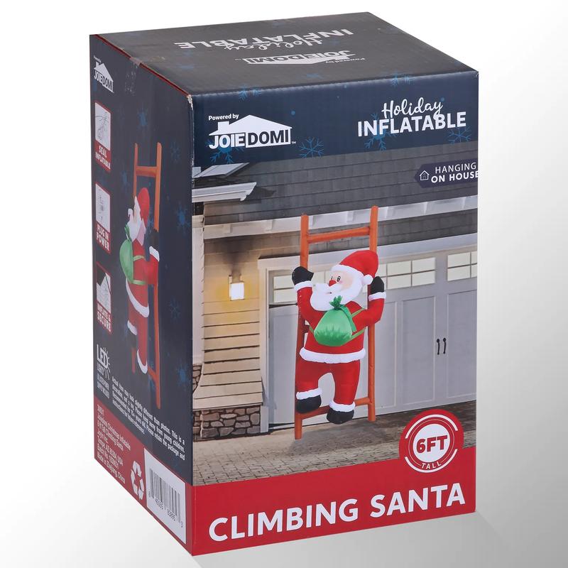 Christmas Gift 6ft Tall LED Inflatable Climbing Santa Decoration