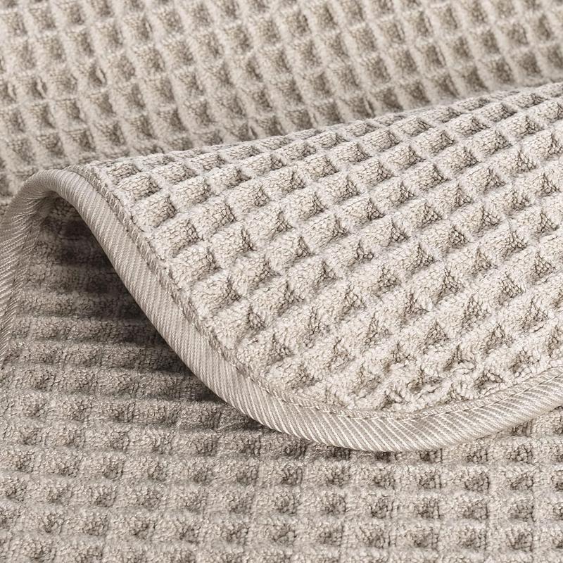 Microfiber Lint Free Washcloth  Towel, 13 x 13 in, 4 Pack (Beige, Waffle Weave)