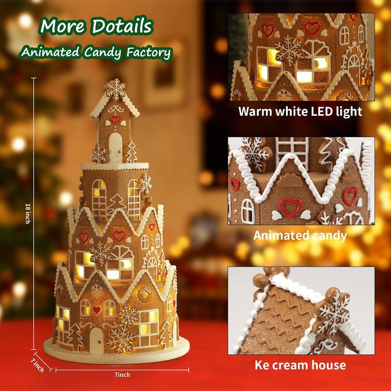 Gingerbread House christmas cute valentine festive village Town ornament light home holiday party decor figurine birthday gift home decoration