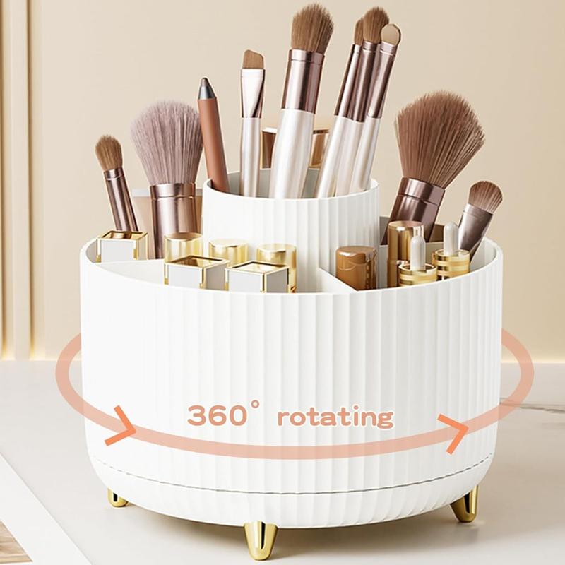 B160-360° Rotating Makeup Brush Holder Organizer, Makeup Organizers Countertop, Makeup organization Skincare Storage for Vanity, Desktop, Bathroom (White)