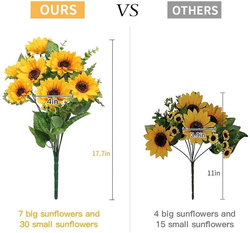 Artificial Sunflower Bouquets,2 Bunches Fake Wildflowers for Baby Shower Home Wedding Spring Decor, Bride Holding Flowers,DIY Garden Craft Art Decor