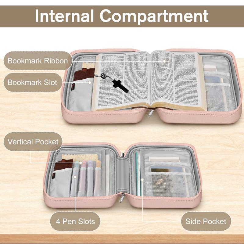 Bible Carrying Case for Small Size Church Study Book, Church Bible Bag for Men & Women, Zippered Pocket and Handle, Organize Bible Cover