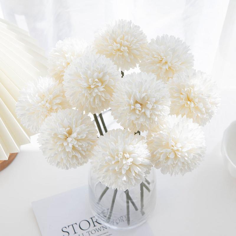 Artificial Pompon Flower, 2pcs Creative Diy Spring Fake Flower Bouquet, Decorative Flowers for Home & Wedding Party Decor, Decoration Home Ideas, Home Decor