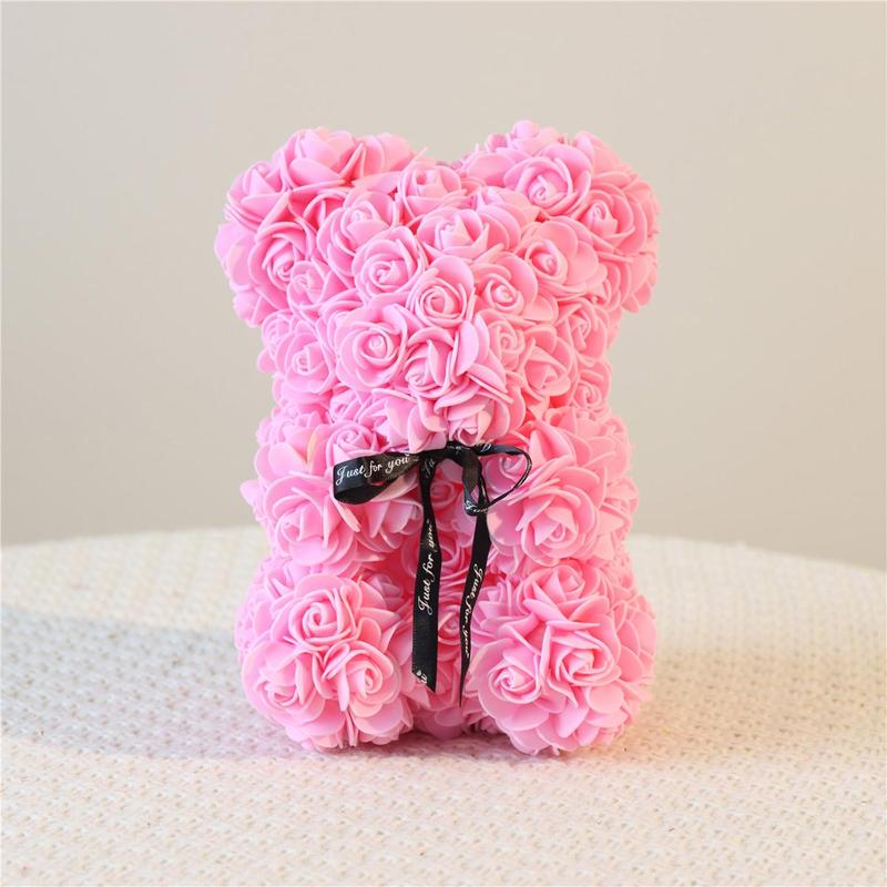 Rose Bear for Room Decor, 1 Count Creative DIY Cute Bear Design Artificial Flower Bouquet Ornaments, Bedroom Decor, Gift for Wedding, Summer Gift, Boyfriend Gifts, Room Accessories