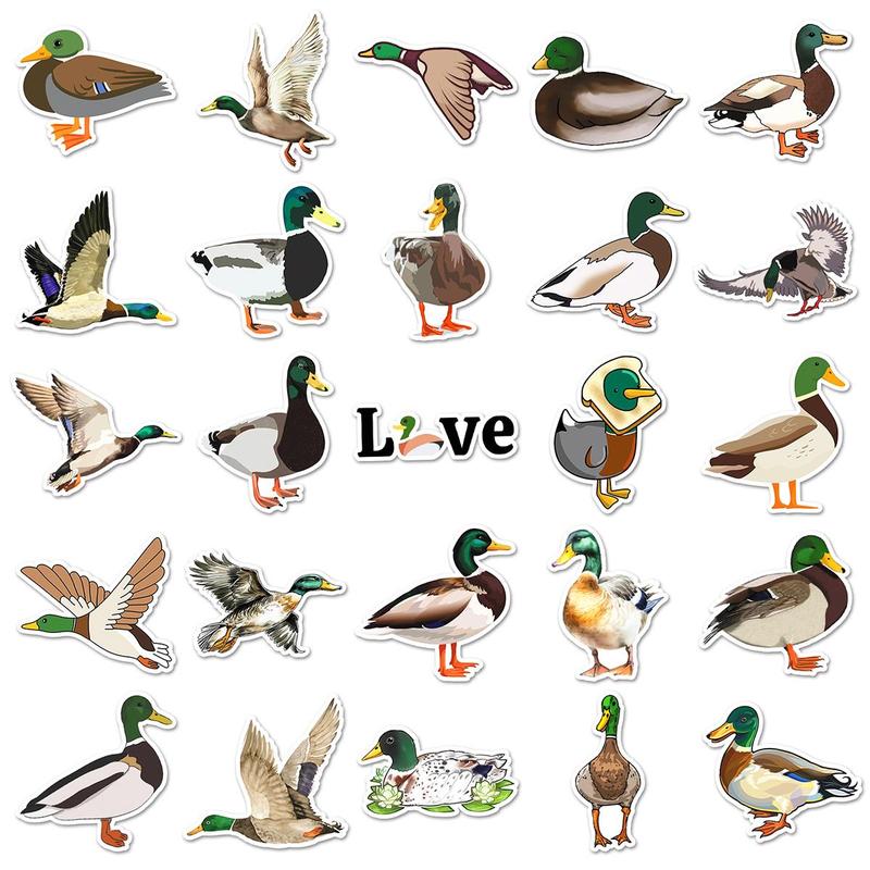 Cute Duck Pattern Sticker, 50pcs set Waterproof Self Adhesive Decor Paper, Decor Sticker for Gift Greeting Card Water Bottle Laptop Phone