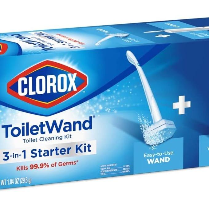 ToiletWand Disposable Toilet Cleaning Kit, Brush, Bathroom Cleaning System with Storage Caddy and 6 Disinfecting Refill Heads (Package May Vary)