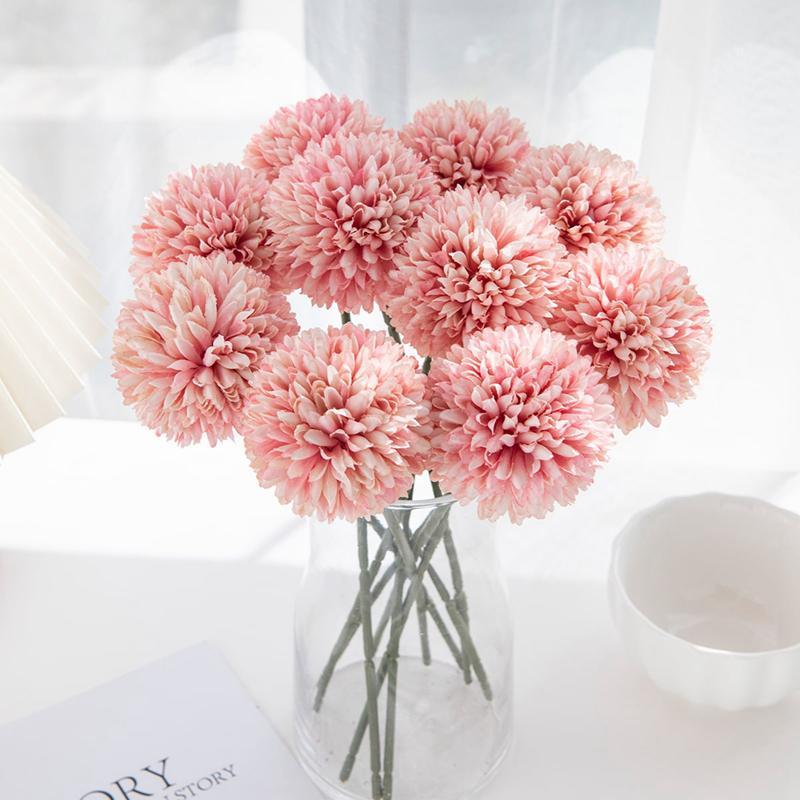 Artificial Pompon Flower, 2pcs Creative Diy Spring Fake Flower Bouquet, Decorative Flowers for Home & Wedding Party Decor, Decoration Home Ideas, Home Decor