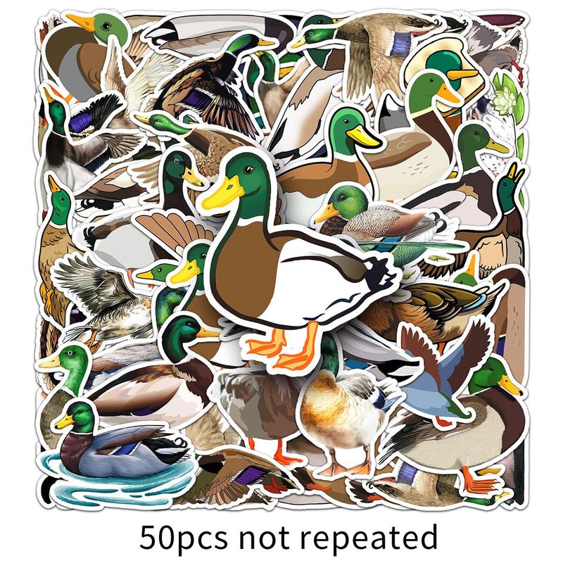 Cute Duck Pattern Sticker, 50pcs set Waterproof Self Adhesive Decor Paper, Decor Sticker for Gift Greeting Card Water Bottle Laptop Phone