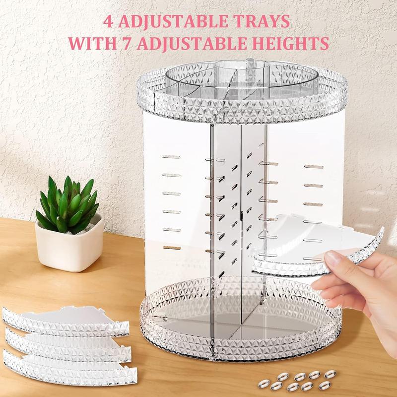 360° rotating 7-layer diamond pattern acrylic cosmetic storage box Organiser Plastic