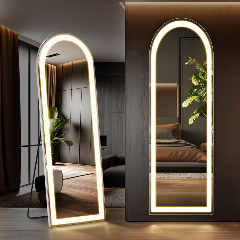 FurniChic Haven LED Lighted Floor Standing Mirror with Stand and Wall Mount-Mirror Durable Glass decorating luxury decorating luxury decorating luxury