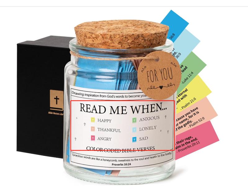 The Hope Jar, Bible Verses Jar For Emotions And Feelings Scripture Jar Color-Coded Bible Verses in a jar Prayer Jar Blessings Jar bible gifts for women Christian Bible Gift (Read Me When)