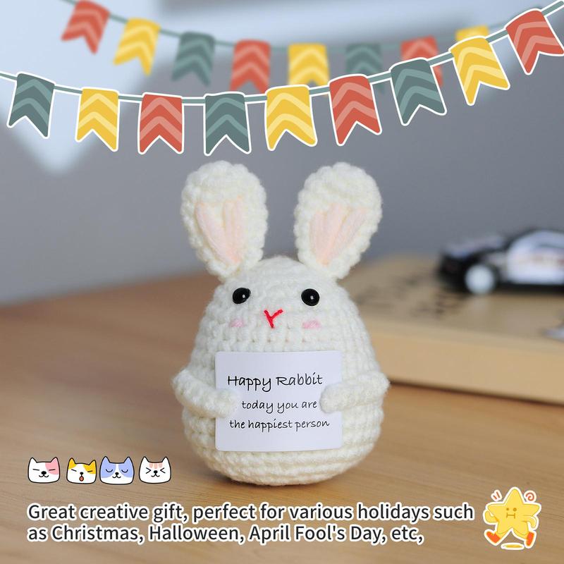 Cute Cartoon Happy Rabbit Design Crochet Ornament, 1 Count Creative Handmade Crochet Decoration Craft Gift, Home Decor Supplies for Living Room Bedroom Office