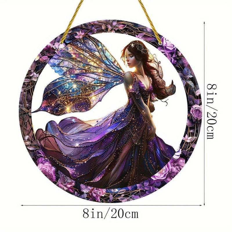 Boho Style Fairy Pattern Hanging Decor, 1 Count Colorful Window Style Hanging Ornament, Wall Hanging Decor for Home Garden Yard Room