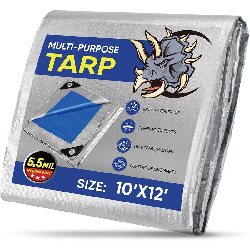 Heavy Duty Tarp Cover, Extra Thick Tarps Waterproof Tear and Rip Proof UV Resistant Tarpaulin with Reinforced Grommets and Edges