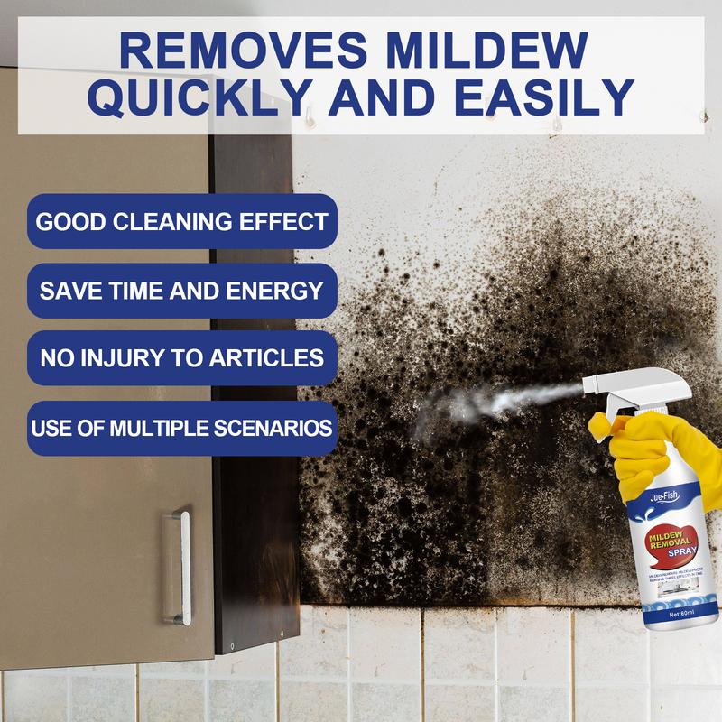 60ML Mildew Removal Spray Powerful Bathroom Descaler Spray Stubborn Stains Cleaner for Walls Tiles Floors Sinks Bathtubs Toilets Household Baking mold Cloth