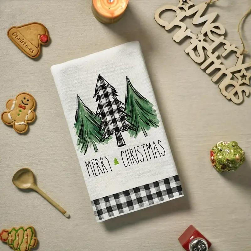 Christmas Themed Kitchen Towel, 2 Counts set Truck & Tree Pattern Kitchen Towel, Kitchen Decoration, Festive & Party Supplies