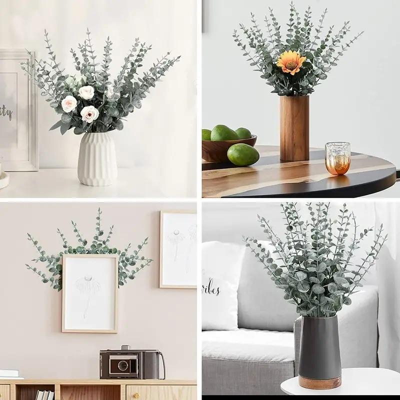 Romantic Spring Decor Artificial Eucalyptus Leaves, 12pcs Home Decor Simulated Decorative Plants, Greenery Ornaments For Home Wedding Party Office Use