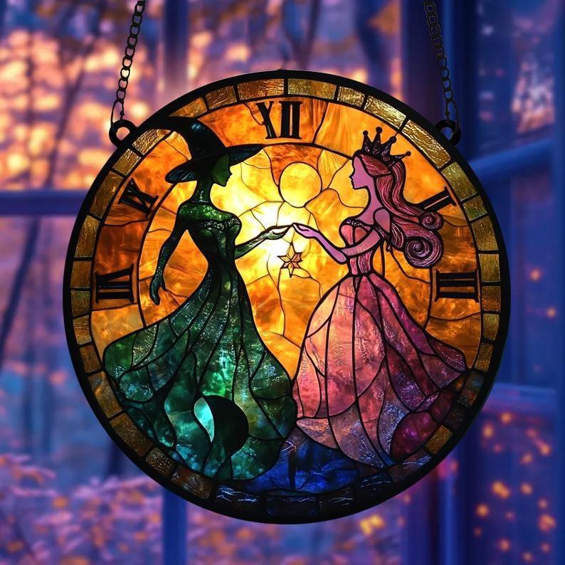 Witches Of Oz Window Hanging, Elphaba and Glinda Besties Acrylic Suncatcher Ornament, Movie Fan Xmas Gift, Wickeds Merch Gift