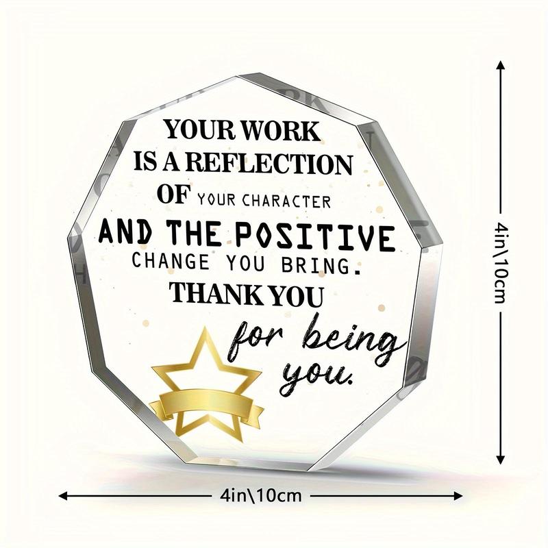 Acrylic Plaque, Creative Desk Decorations, Thank You Gift for Colleague, Boss and Friend, Office Desktop Ornament, Employee Gift