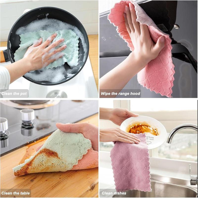 20 Pack Cleaning Cloth Kitchen Cloth, Dish Towels Super Absorbent Coral Velvet Dishtowels, Microfiber Premium Soft Tea Towels, Quick Dry Rags, Multipurpose Reusable Washcloths, Non-Stick Oil Cloths.