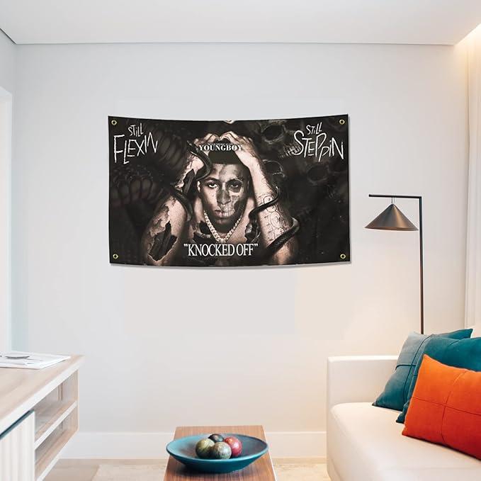 Youngboy Never Broke Again Flag Funny Poster Durable Man Cave Wall Flag gift colorfulBedroom 40*30inch tapestry wall tapestry Blanket Carpet home decoration  living room boys girls decoration college dormitory interesting tapestry