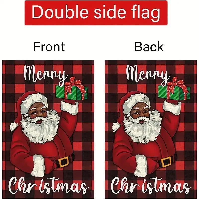 Christmas Clearance, Vibrant Merry Christmas Garden Flag - Santa Claus Pattern, Buffalo Plaid, Vertical, Double Sided, Holiday Winter Decor, Durable Outdoor Flag for House, No Flag Pole Included, Perfect for Winter Wonderland Theme