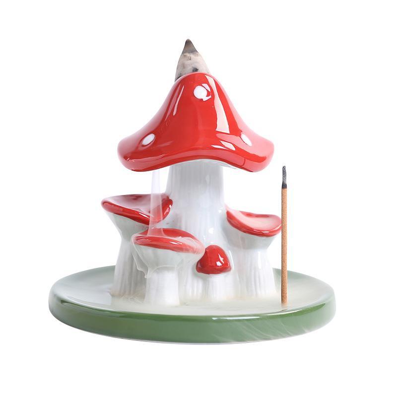 Mushroom Shaped Incense Burner for Mean Girls Decorations, Ceramic Waterfall Backflow Incense Holder, Desktop Ornament For Home Decor (Incense Not Included)