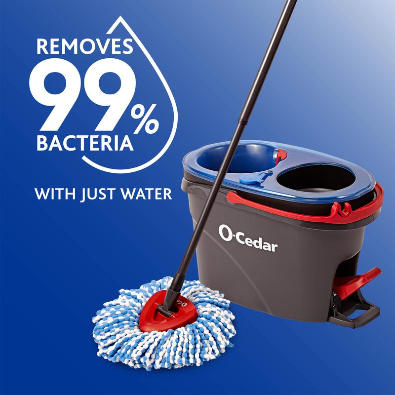 O-Cedar RinseClean Clean Water Spin Mop and Bucket System | Clean with Clean Water | Removes 99% of Bacteria