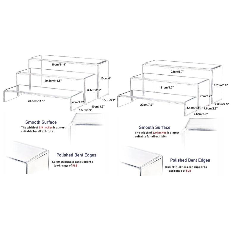 Clear Acrylic Cake Display Rack, 3 Counts set Rectangular Clear Acrylic Collectibles Display Stands, Cake Stands for Candy Dessert Table Decorations