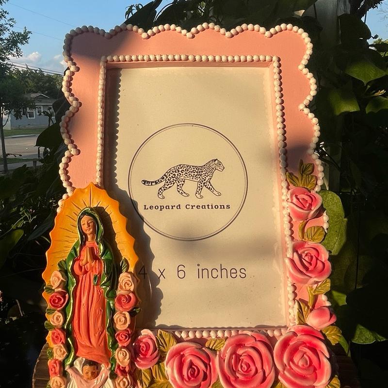 Virgen de Guadalupe Floral Picture Frame for Home Decor - Photo