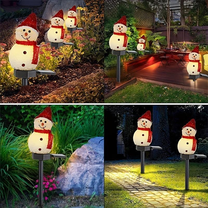 Christmas Solar Powered Snowman Design Garden Stake Light, 1 4 Counts Outdoor Garden Yard Lawn Plug-in Light, Decorative Light for Home Garden Yard Lawn