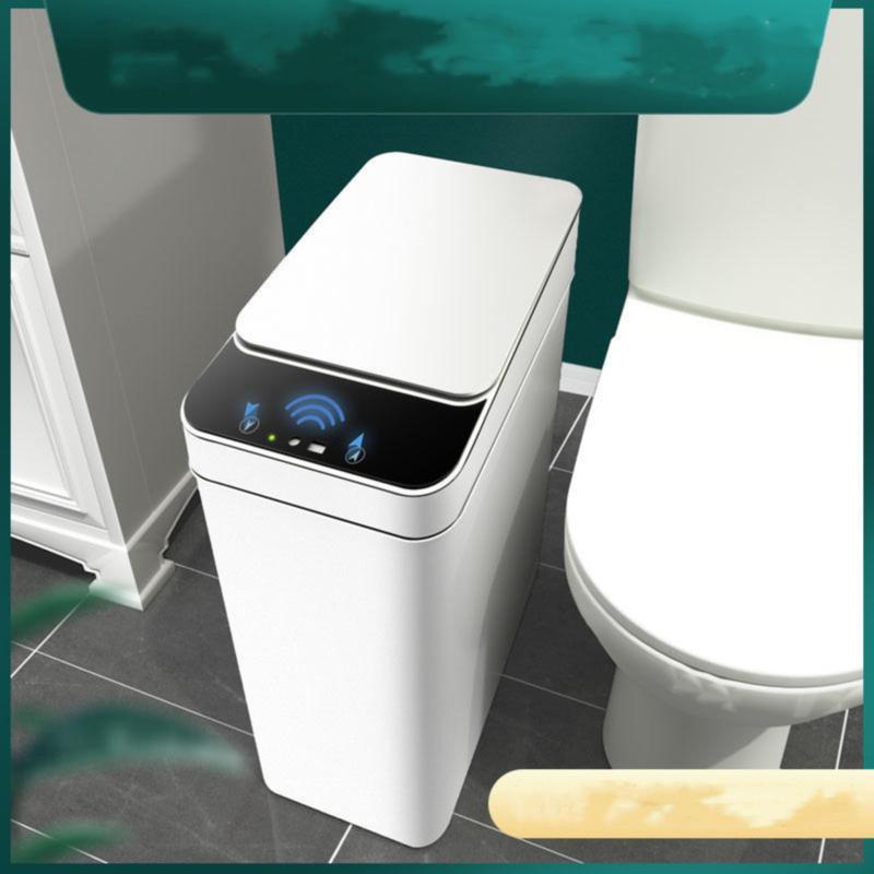 Relocy Sale Items Bathroom Smart Touchless Trash Can 2.2 Gallon Automatic Motion Sensor Rubbish Can with Lid Electric Narrow Small Garbage for Kitchen Living Room Toilet Bedroom