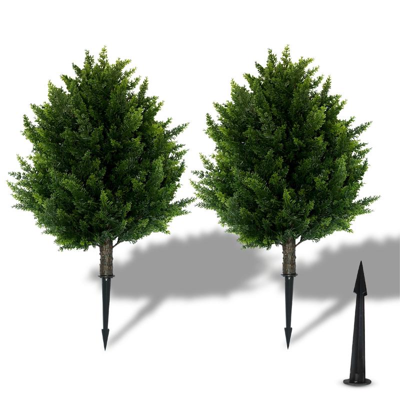 16.5inch Height Artificial Cypress Topiary – Breathe Life & Lushness into Any Space – Lifelike – UV-Resistant Great for Indoors & Outdoor – Set of 2  Decorative Plants Ornaments Fruit Plants