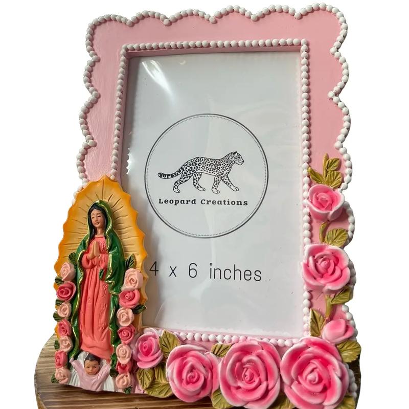 Virgen de Guadalupe Floral Picture Frame for Home Decor - Photo