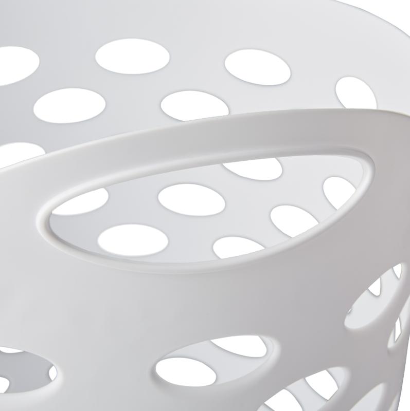 Flexible Plastic White Round Laundry Hamper, 26